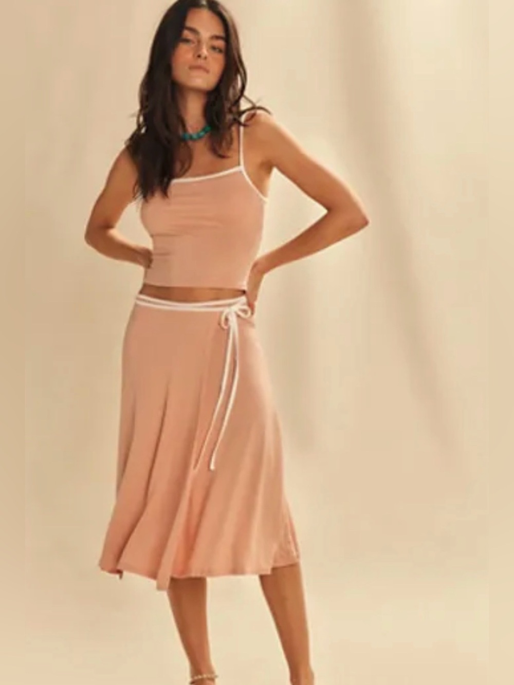 NWT Women's FREE PEOPLE Free-est Opal Tank Top & Skirt Set Peach Size XS